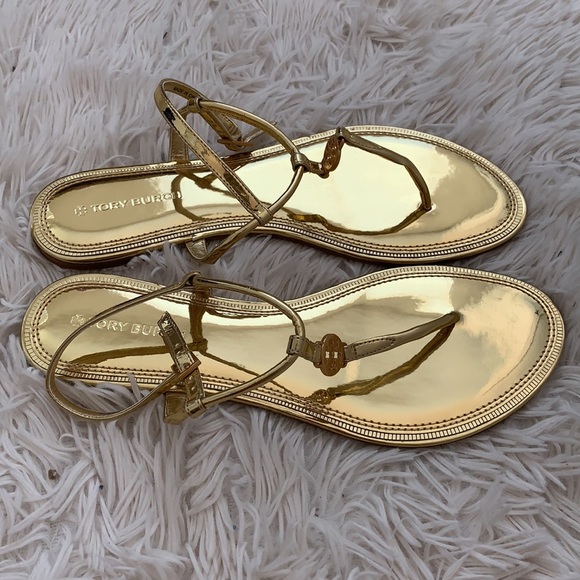 authentic tory burch Emmy gold sandals sz 7 - Picture 8 of 11